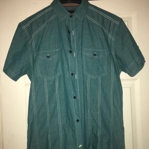 DRILL CLOTHING CO. Blue Short Sleeve Button Down